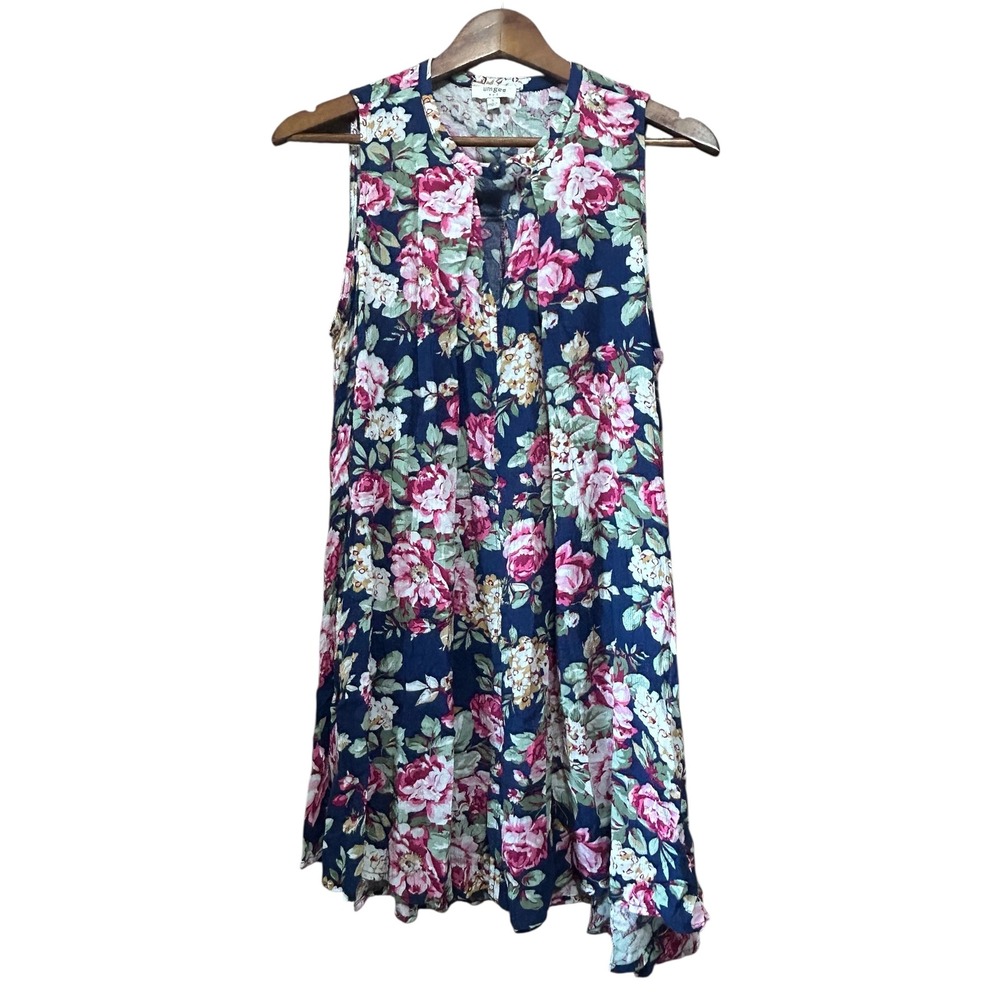 Umgee USA Floral Print Sleeveless Dress Flowy Casual Summer Size‎ S